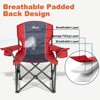 Oversized Folding Camping Chairs with Adjustable Arm Straps, Red, Set of 2 - 3 of 4