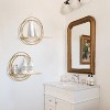 Attop Small Floating Shelves Set of 2, 11" Gold Wall Mounted Hanging Shelf with Metal Frame Wood Round Wall Shelves for Storage - 4 of 4