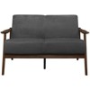 Carlson Velvet Upholstered Loveseat in Dark Gray and Dark Walnut - Lexicon - 2 of 4