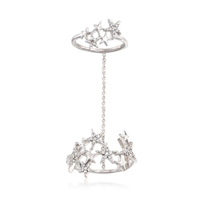 Ross-Simons 0.20 ct. t.w. Diamond Star Double-Ring in Sterling Silver