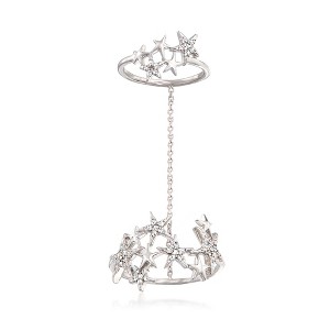 Ross-Simons 0.20 ct. t.w. Diamond Star Double-Ring in Sterling Silver - 1 of 4