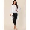 Seta T Women's Lantern Long Sleeve Round Neck High Low Irregular Hem Casual Blouse - 3 of 4
