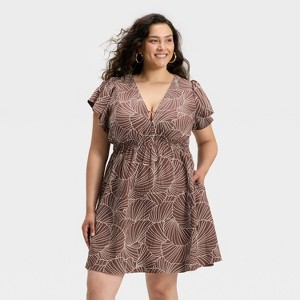 Women's Flutter Short Sleeve Mini A-Line Dress - A New Day™ - 1 of 3