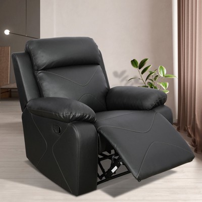 Fontoi Accent Chairs, Adjustable Recliner Chair, Leather Sofa with Soft Cushion for Living Room Bedroom Home Office, Black, 40"*39"*40"