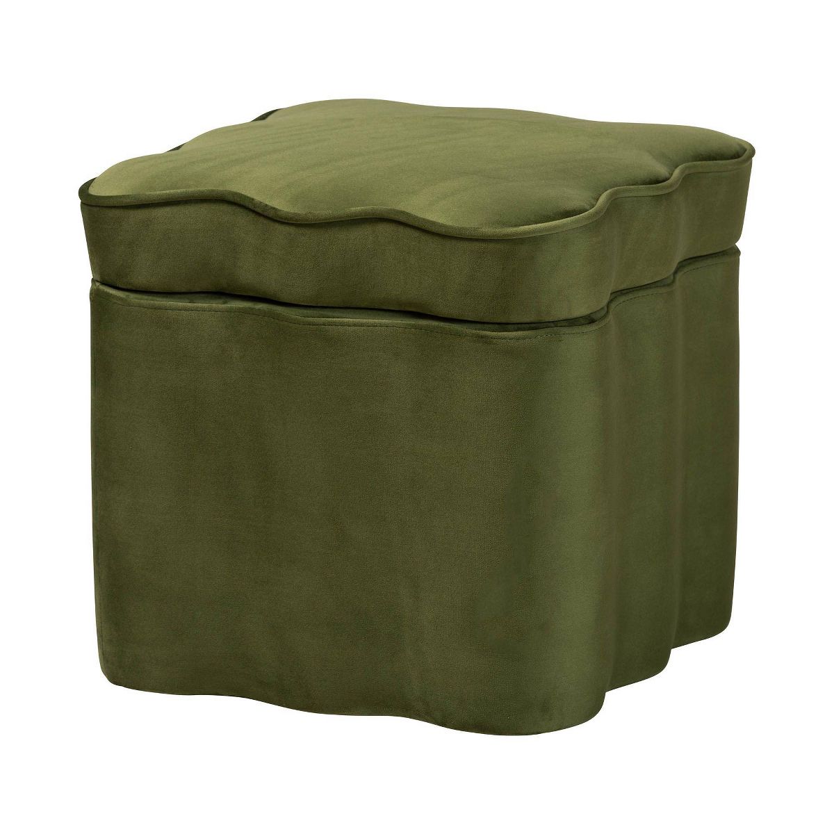 Baxton Studio Paulina Velvet Storage Ottoman Lid Top Accent Stool with Storage Green/Black