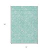 Aqua And Ivory Floral Washable Indoor Outdoor Area Rug - 3 of 4