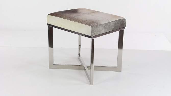 Contemporary Stainless Steel Cowhide Square Stool Silver - Olivia &#38; May, 2 of 28, play video