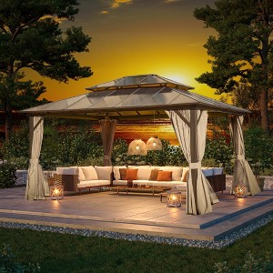 Erommy 12 x 14 FT Hardtop Gazebo, Outdoor Gazebo with Polycarbonate Double Canopy, Aluminum Gazebo for Patios - 1 of 4