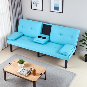 67" PVC 2-Seater Sofa Bed with Cup Holder & Foldable Design - 1 of 4