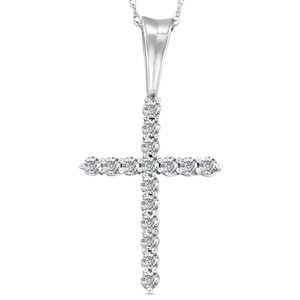 Pompeii3 1/2 Ct Diamond Cross Pendant Necklace 18" White Gold - 1 of 4