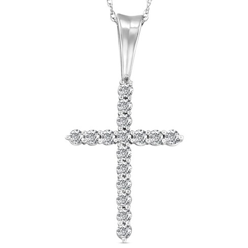 Diamond Lock Necklace 1/6 ct tw Round-cut Sterling Silver 18