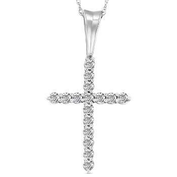 Pompeii3 1/2 Ct Diamond Cross Pendant Necklace 18" White Gold