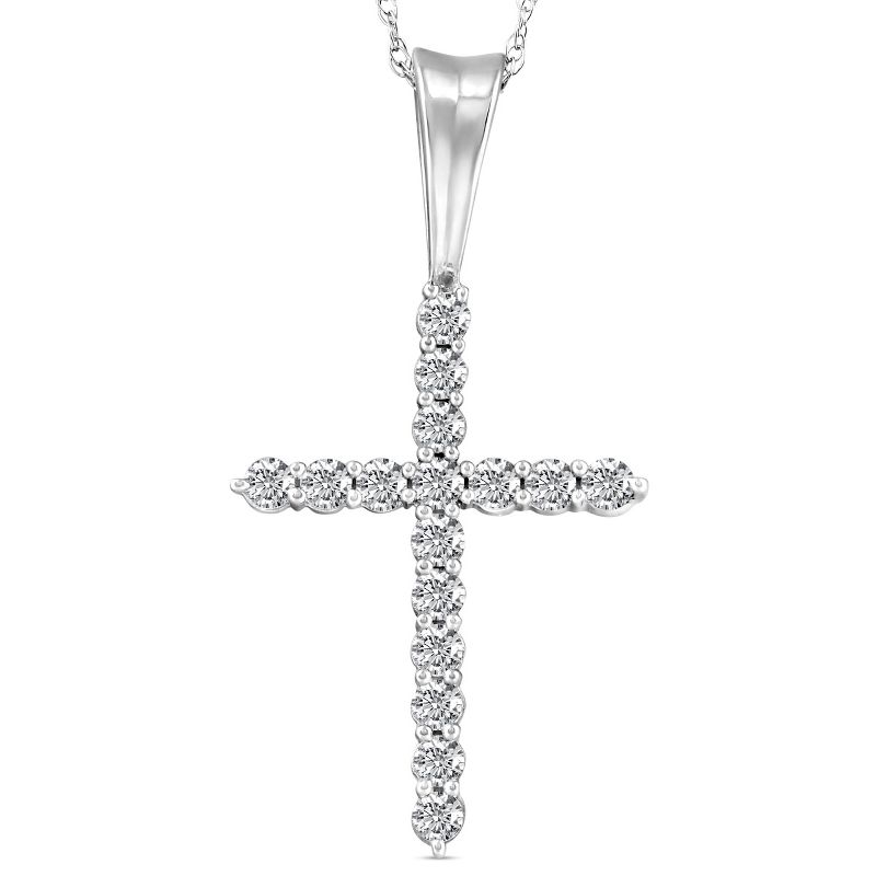 Pompeii3 1/2 Ct Diamond Cross Pendant Necklace 18" White Gold, 1 of 5