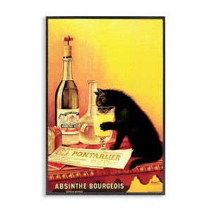 Stupell Industries Vintage Cat & Absinthe Black Framed Giclee Art - 1 of 4