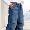 Womens Mid Rise Wide Leg Drapery Relaxed Fit Jeans Streetwear Vintage Straight Leg Pants - 2 of 4