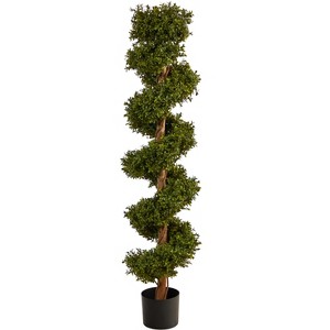 Nearly Natural 5-ft Boxwood Spiral Topiary Artificial Tree (Indoor/Outdoor) - 1 of 4