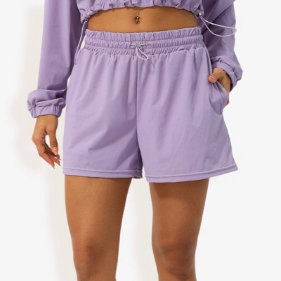 Anna-Kaci Active Women's High-Waist Drawstring Athletic Shorts with Side Pockets