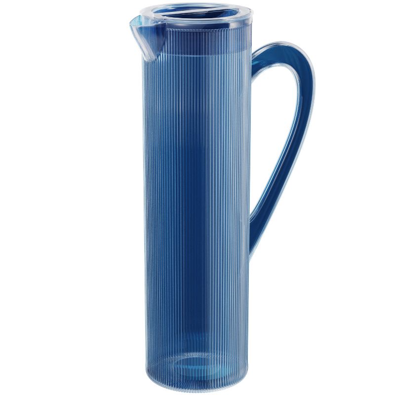 Elle Decor Acrylic Water Pitcher with Lid, 50-Ounces Iced Tea Pitcher for Fridge, Indigo Blue Tall Jug, 1 of 8