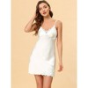 Allegra K Women's Satin V-Neck Lace Cami Mini Pajama Dress White X-Small