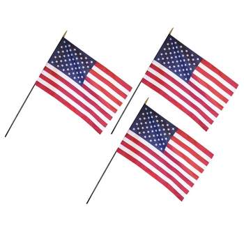 Annin & Company U.S. Classroom Flag with Staff, 12" x 18", Pack of 3