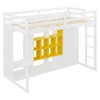 Whisen Twin Size Wood Loft Bed, Smart Storage with Wardrobe, Shelves & Cabinet, Colorful Design - 4 of 4