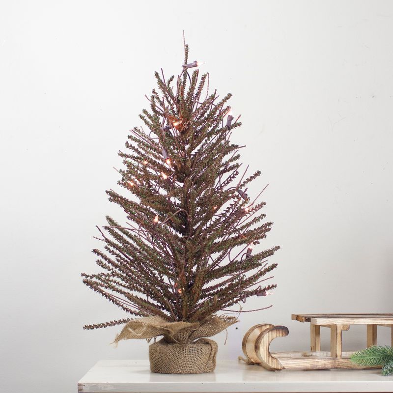 Northlight 2' Prelit Artificial Christmas Tree Warsaw Twig in Burlap Base - Clear Lights, 3 of 8