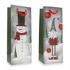 Bright Creations 12 Pack Christmas Wine Gift Bags with Tissue Paper, Gnomes and Snowman - 4 of 4