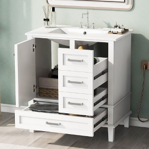 30" Bathroom Vanity With Undermount Ceramic Sink, Modern Bathroom Storage Cabinet With 3 Drawers & 1 Soft Closing Door Cabinet, Quick Assembly - 1 of 4