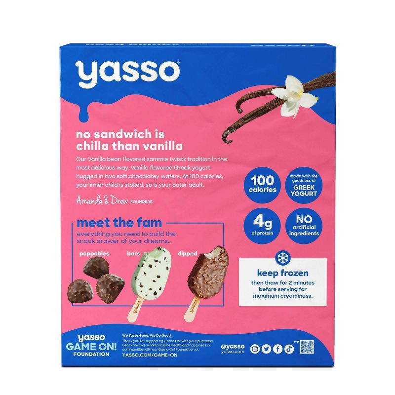 Yasso Vanilla Bean Frozen Greek Yogurt Sandwich - 10 fl oz/4ct, 3 of 12