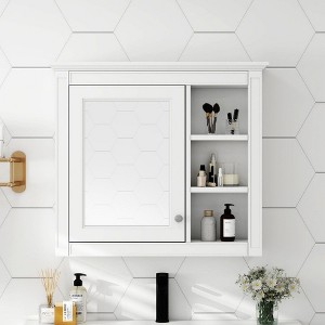 NicBex Wall Mounted Bathroom Storage Cabinet,30'' x28'' Medicine Cabinet with 3 Open Shelves and Mirror,Bathroom Storage Cabinet for Bathroom - 1 of 4