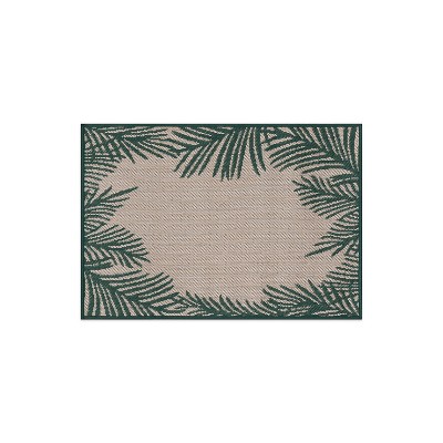 World Rug Gallery Tropical Floral Palm Leaves Textured Flat Weave Indoor/Outdoor Area Rug