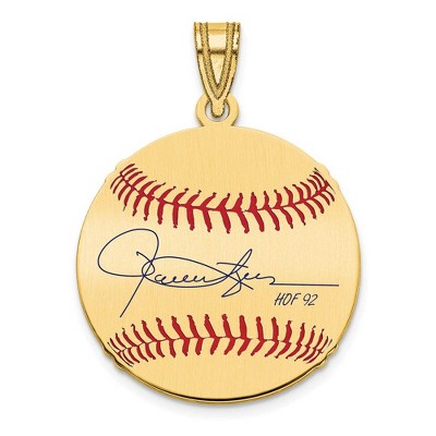 Black Bow Jewelry 14K Gold Plated Rollie Fingers Signature SM Enamel Baseball Pendant