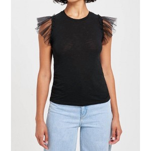 Women's Tulle Ruffle Shell Top - GOLDIE - 1 of 3