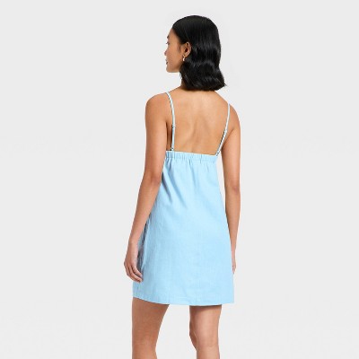 Women's Button-Front Linen Mini Dress - A New Day