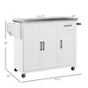 NicBex 1 Drawer Rolling Kitchen Island Cart with 3 Cabinets and 2 Racks,Kitchen Island on Wheels with Storage,Island Table for Kitchen - 3 of 4