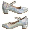 Badgley Mischka Girls Dress Heel Sandals. (Little Kids/ Big Kids). - Silver Holographic, 12 - 2 of 4