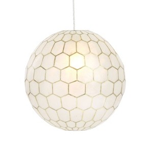 Storied Home Capiz Honeycomb Globe Pendant Light Capiz White Seashells - 1 of 4
