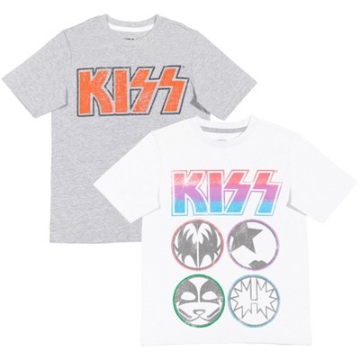 KISS Rock Band Big Boys 2 Pack Graphic T-Shirt White/Gray 