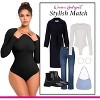 Sol Living Women's Bodysuit Seamless Casual Going Out Top Shirt Breathable Tops Tummy Control Shapewear Stretchy Basic Body Suits T Shirt Crew Neck - 4 of 4