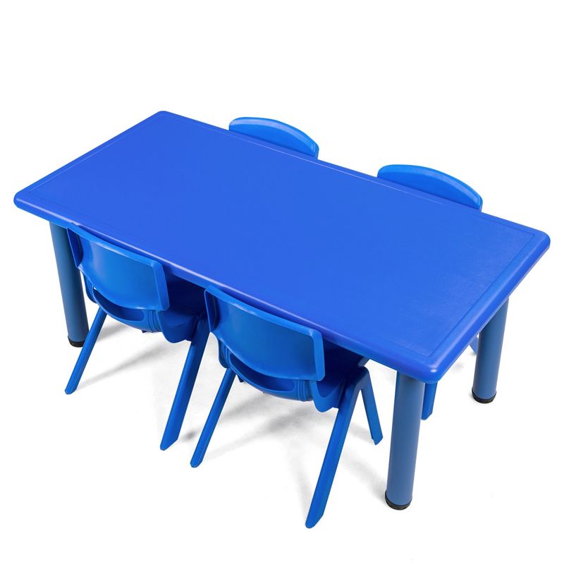 Tangkula Kids Table & 4 Chairs Set Activity Desk & Chair Set Indoor/Outdoor Home Classroom Red/Blue, 3 of 6