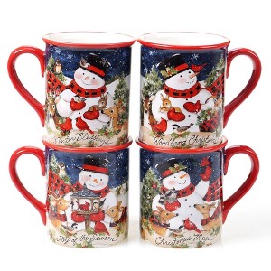 16oz 4pk Earthenware Magic of Christmas Snowman Mugs - Certified International - 1 of 3