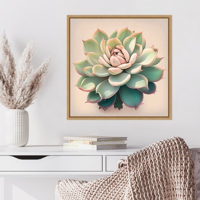 22" Sylvie Maple Framed Canvas Succulent Art Print