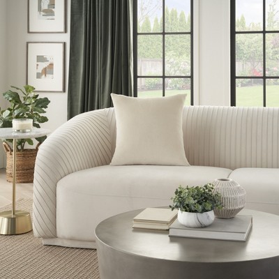Beige Velvet 20" Square Throw Pillow