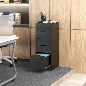 TIRAMISUBEST 3-Drawer Metal File Cabinet - Locking Vertical Storage for A4/Legal/Letter Files, Narrow Design,  Assembly Required - 1 of 4