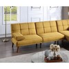 71'' Tufted Adjustable Sofa Bed with Extra Cushion and Sturdy Wood Legs - 3 of 4