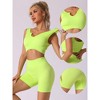 Allegra K Women's Bra and Underwear Sets, Ribbed Exercise Tank Bra High Waist Flatten Stomach Knickers - 3 of 4