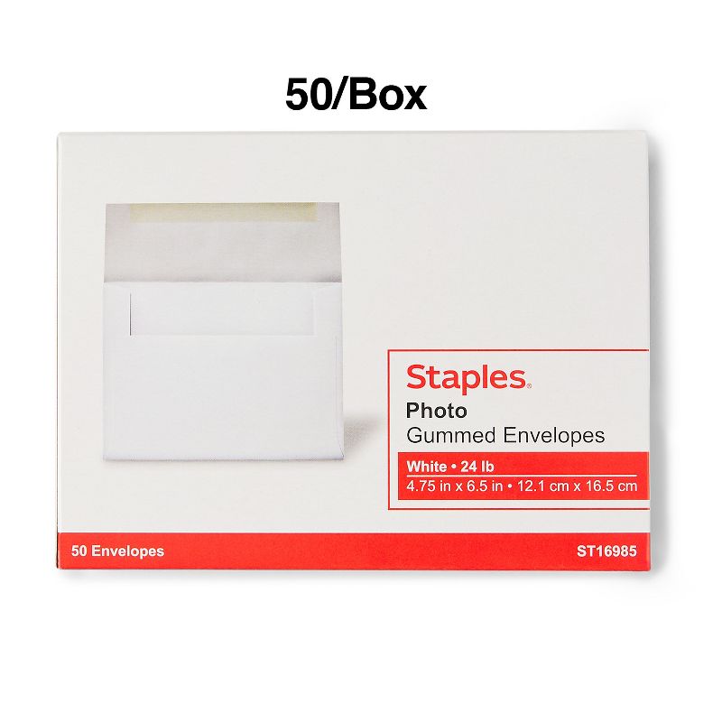 Staples 4-3/4" x 6-1/2" Photo Envelopes 50/Box (16985) 763173, 4 of 5