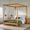Queen Size Wood Canopy Bed with Headboard for Bedroom - 3 of 4