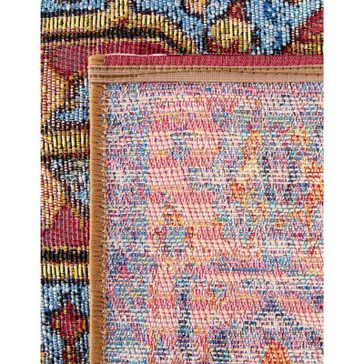 Rust Red and Blue Synthetic Outdoor Rectangular Rug 8' x 10'