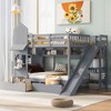 NicBex Full Size Bunk Bed Castle Shape Loft Bed with 2 Drawers, 3 Shelves, Storage Stairs, Slide and Guardrail, No Box Spring Required - 2 of 4